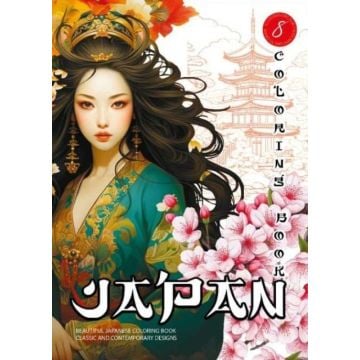 Kolorowanka A4 pionowa 8 obrazków Japan pomarańcz