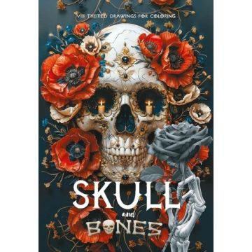 Kolorowanka A4 pionowa 8 obrazków Skull czerwone