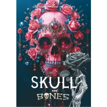 Kolorowanka A4 pionowa 8 obrazków Skull różowe