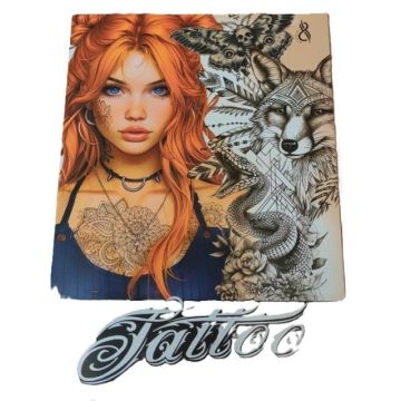 Kolorowanka A4 pionowa 8 obrazków Tattoo pomarańcz