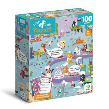 Puzzle 100 Look&Find Kocie kafejka