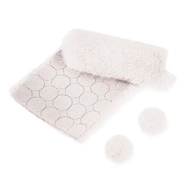 Futerkowe pompony na taśmie białe 3cm 50szt