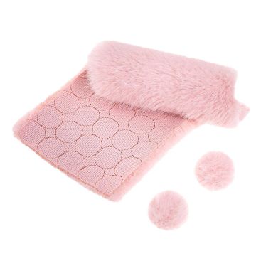 Futerkowe pompony na taśmie jasny róż 3cm 50szt