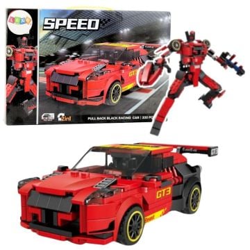 Klocki konstrukcyjne auto 2w1 GT3 czerwone 335el