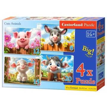 Puzzle x 4 Kontur Cute Animals CASTOR