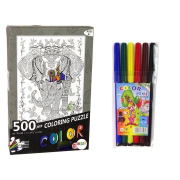 Puzzle 500 do kolorowania Słoń