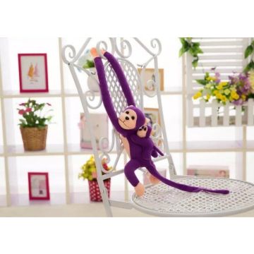 Maskotka małpka z dzieckiem fioletowa 70cm