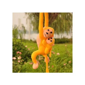 Maskotka małpka z dzieckiem żółta 90cm