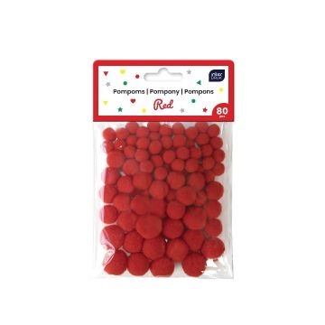 Pompony do dekoracji 80szt Red