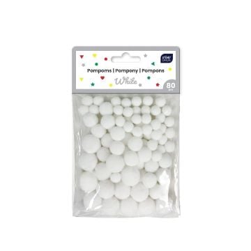 Pompony do dekoracji 80szt White