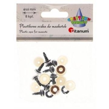 Oczy do maskotek plastikowe 10mm z mocowaniem 8szt