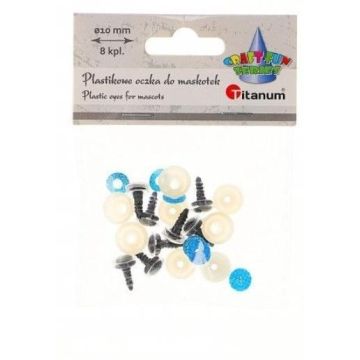 Oczy do maskotek plastikowe 10mm z mocowaniem 8szt