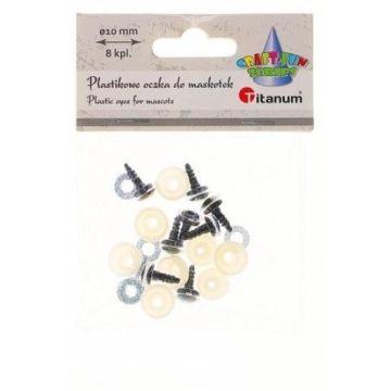 Oczy do maskotek plastikowe 10mm z mocowaniem 8szt