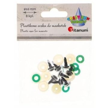 Oczy do maskotek plastikowe 10mm z mocowaniem 8szt