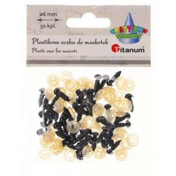 Oczy do maskotek plastikowe 6mm z mocowaniem 50szt
