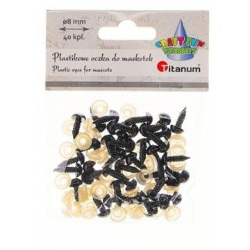 Oczy do maskotek plastikowe 8mm z mocowaniem 50szt
