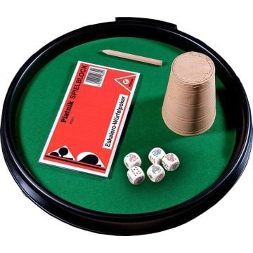 Kości pokerowe z tacką, kubkiem i bloczkiem 1