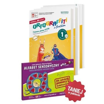 Ortograffiti z Bratkiem. Wersja 90 minut. Klasa 1. Komplet karty pracy, alfabet sensoryczny i teczka