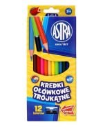 Kredki ołówkowe trójkątne 12 kolorów ASTRA