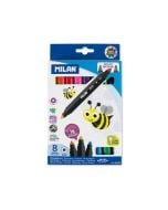 Flamastry Bicolor 8szt-16 kolorów MILAN