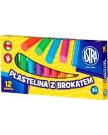 Plastelina z brokatem 12 kolorów ASTRA