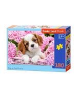 Puzzle 180 Szczeniak w pąkach kwiatów CASTOR