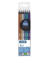 Kredki trójkątne metalizowane 6 kolorów MILAN