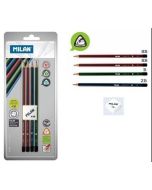 Ołówki trójkątne 4szt+gumka 430 blister MILAN