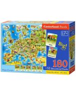 Puzzle 180 Mapa Europy z quizem CASTOR