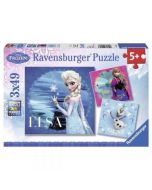 Puzzle 3x49 Frozen Elsa Anna i Olaf