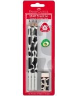 Ołówek trójkątny Krowa 3szt. + gumka FABER CASTELL