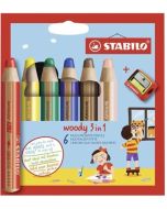 Kredki Woody 3w1 6 kol + temperówka STABILO