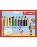 Kredki Woody 3w1 10 kol + temperówka STABILO