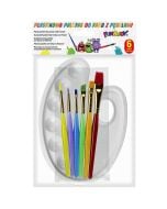 Pędzle akrylowe 6szt + paleta do farb