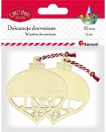 Drewniane zawieszki bombki ażurowe 4szt