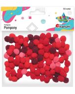 Pompony poliestrowe 10mm czerwone 120szt.