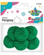 Pompony włóczkowe 3cm zielone 6szt.