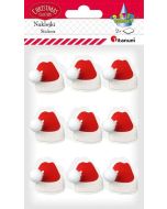 Naklejki papierowe 3D czapki Mikołaja 18szt