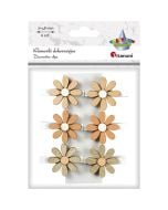 Ozdoba drewniana Klamerki kwiatki 6szt