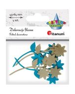 Filcowe kwiatki z gałązką mix 4szt