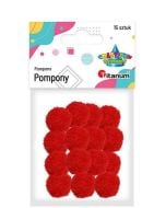 Pompony poliestrowe 18mm czerwone 15szt