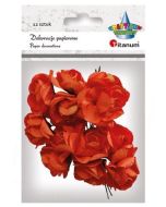 Papierowe róże na druciku pomarańcz 25mm 12szt