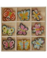 Drewniane dekoracje w pudełku mix wzorów 27szt