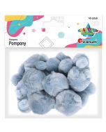 Pompony akrylowe szare mix rozmiarów 45szt