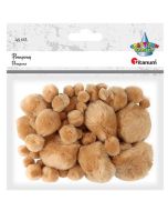 Pompony akrylowe beżowe mix rozmiarów 45szt