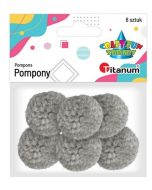 Pompony włóczkowe 3cm jasnoszare 6szt