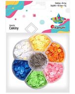 Zestaw cekiny 7mm okrągłe + szpilki 15mm mix