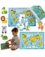 Puzzle obserwacyjne 80 Mapa świata zwierząt
