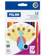 Flamastry okrągłe cienkie 12 kolorów MILAN