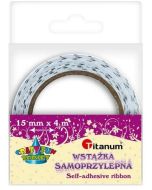 Wstążka samoprzylepna ecru w czarne groszki